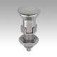 Indexing plungers, stainless steel with stainless steel mushroom grip. Locking slot and locknut