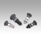 Indexing plungers, steel or stainless steel with plastic mushroom grip, rotation lock and lead-in chamfer