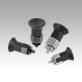 Indexing plungers, steel or stainless steel for thin-walled parts, with plastic mushroom grip