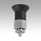 Indexing plungers, steel or stainless steel for thin-walled parts, with plastic mushroom grip