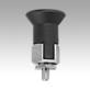 Indexing plungers, steel or stainless steel for thin-walled parts, with plastic mushroom grip and locking slot