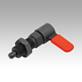 Cam-action indexing plunger, steel with internal guide, Form D, with grip cap, with nut