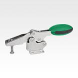 Toggle clamps horizontal with flat foot and adjustable clamping spindle, stainless steel