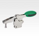 Toggle clamps horizontal with straight foot and adjustable clamping spindle, stainless steel