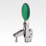 Toggle clamps vertical with straight foot and adjustable clamping spindle, stainless steel