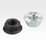 Hexagon nut with serrated flange