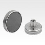 Magnets shallow pot with internal thread hard ferrite with stainless-steel housing