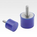 Rubber buffers stainless steel type D cylindrical with external thread FDA conform blue