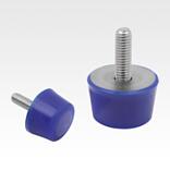 Rubber buffers stainless steel type K conical with external thread FDA conform blue