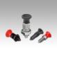 Indexing plungers, steel or stainless steel with plastic mushroom grip