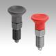 Indexing plungers, steel or stainless steel with plastic mushroom grip