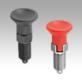 Indexing plungers, steel or stainless steel with plastic mushroom grip and locking slot