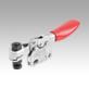 Toggle clamp mini, horizontal with straight foot and adjustable clamping spindle
