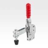 Toggle clamps vertical with straight foot and adjustable clamping spindle