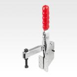 Toggle clamps vertical with angled foot and adjustable clamping spindle