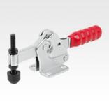 Toggle clamps horizontal with flat foot and fixed clamping spindle