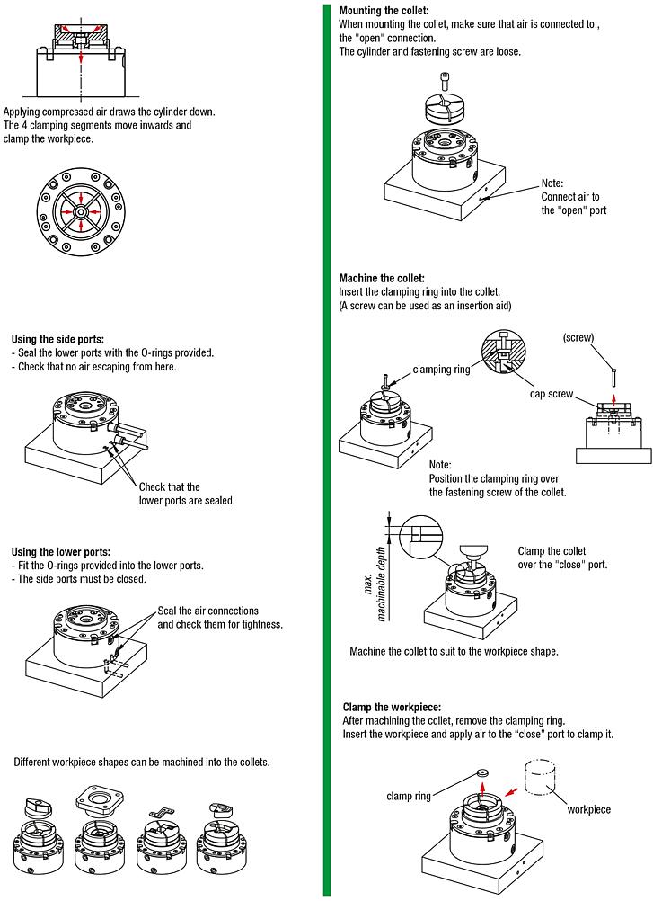 Machinable collets pneumatic