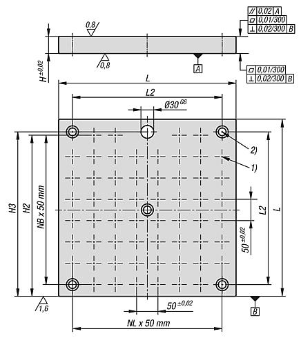 灰口铸铁快换工装板 带栅格孔