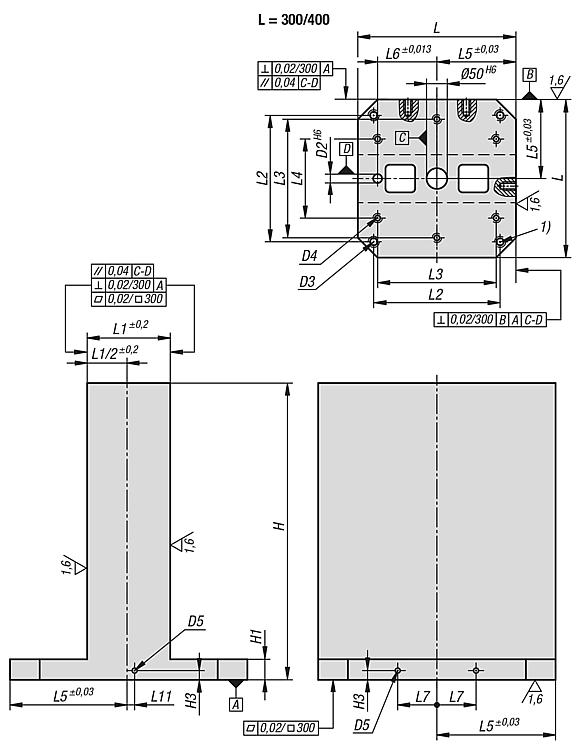 双面灰口铸铁弯板 带预加工夹紧面