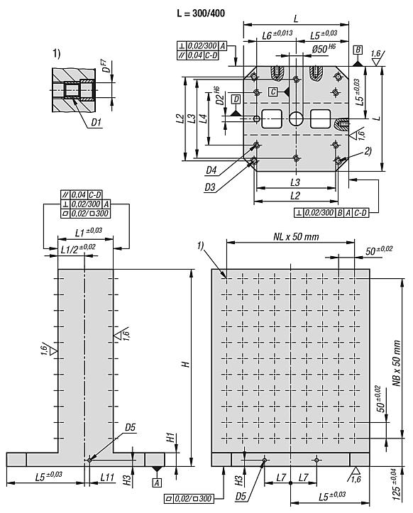 双面灰口铸铁弯板 带栅格孔