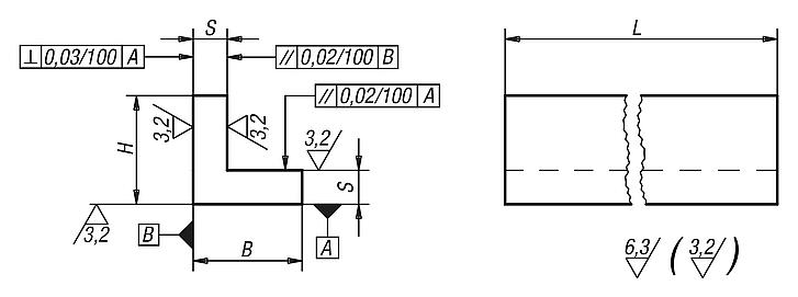 L-profiles grey cast iron or aluminium