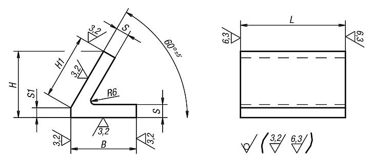 Angle profiles 60° grey cast iron