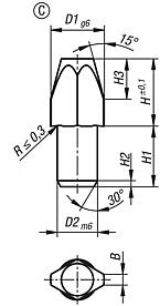 Locating pin ceramic, similar to DIN 6321, Form C