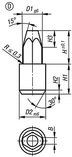 Locating pin ceramic, similar to DIN 6321, Form D