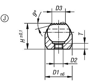 Self-aligning pads, Form J, press fit, flattened ball, diamond grip