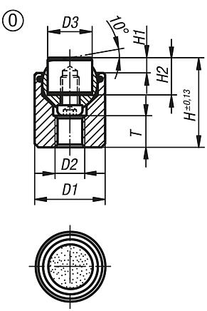 Self-aligning pads with O-ring and exchangeable inserts, Form O, stainless steel insert with diamond impregnated face