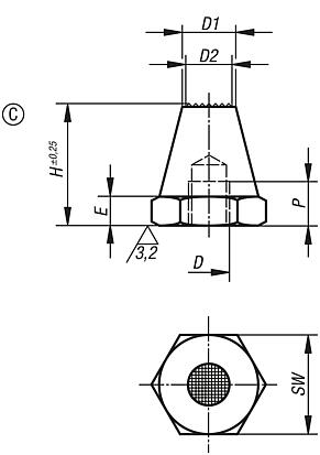 Rest pads, Form C serrated face