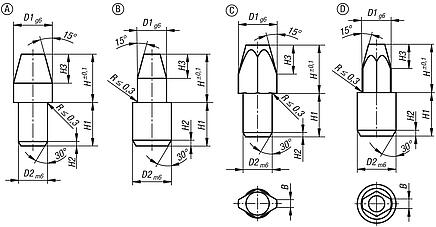 Locating pins ceramic similar to DIN 6321