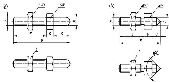 Jack screws stainless steel