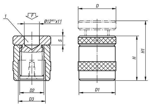 Screw rest with flat face, aluminium