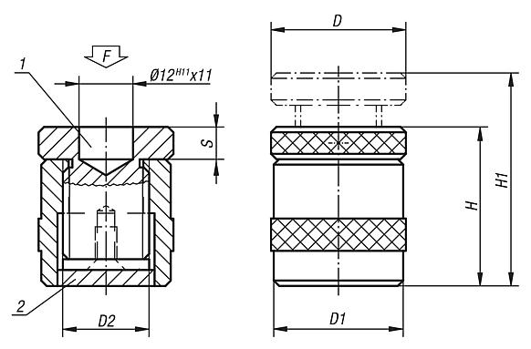 Screw rest with flat face and magnetic foot, aluminium