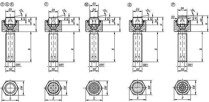 Self-aligning pads adjustable with O-ring and exchangeable inserts