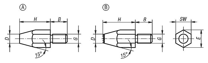 Feet with threaded pin, DIN 6320 (Edition 1971)