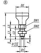 Indexing plungers, steel or stainless steel with status sensor, plastic mushroom grip and locknut