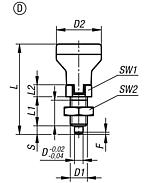 Indexing plungers, steel or stainless steel with status sensor, plastic mushroom grip locking slot and locknut