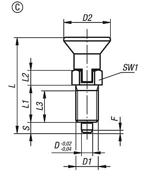 Indexing plungers, stainless steel, Form C, inch