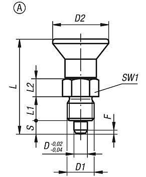 Indexing plungers, short version, Form A, inch