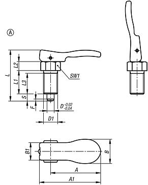 Indexing plungers, steel or stainless steel with plastic cam lever