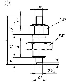 Indexing plungers, steel or stainless steel with threaded pin and locknut