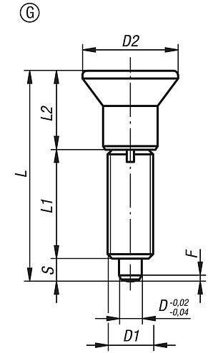 Indexing plungers without collar with extended indexing pin, Form G, inch