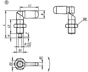 Cam-action indexing plungers, Form D, with grip cap and nut