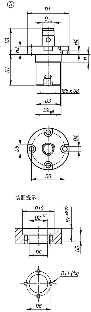 气动定位柱，A 型