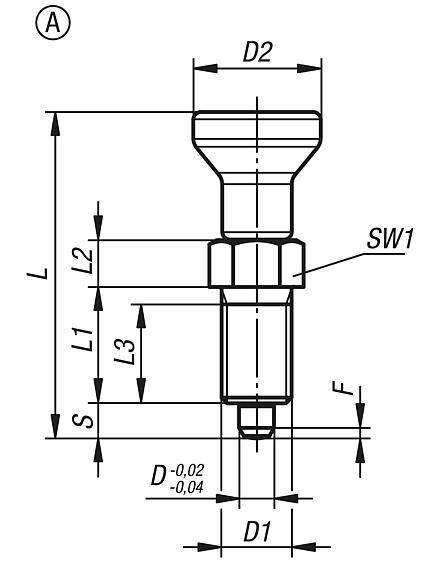 Indexing plungers, stainless steel with stainless steel mushroom grip