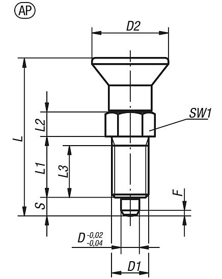 Indexing plungers, steel or stainless steel with plastic mushroom grip and thread lock