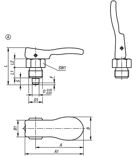 Indexing plunger, steel or stainless steel short version with plastic cam lever