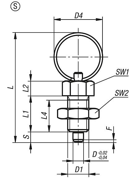 Indexing plungers, steel or stainless steel with stainless steel pull ring and locknut